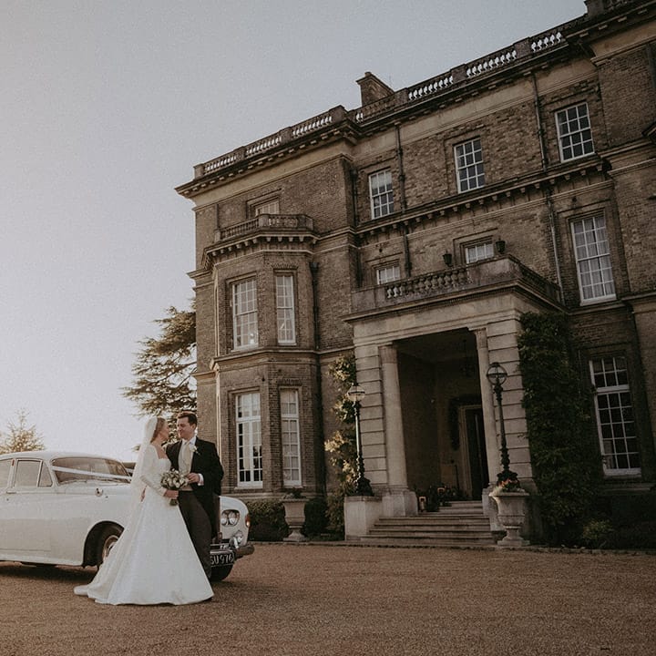 Bride in long white wedding dress at Hedsor House Wedding