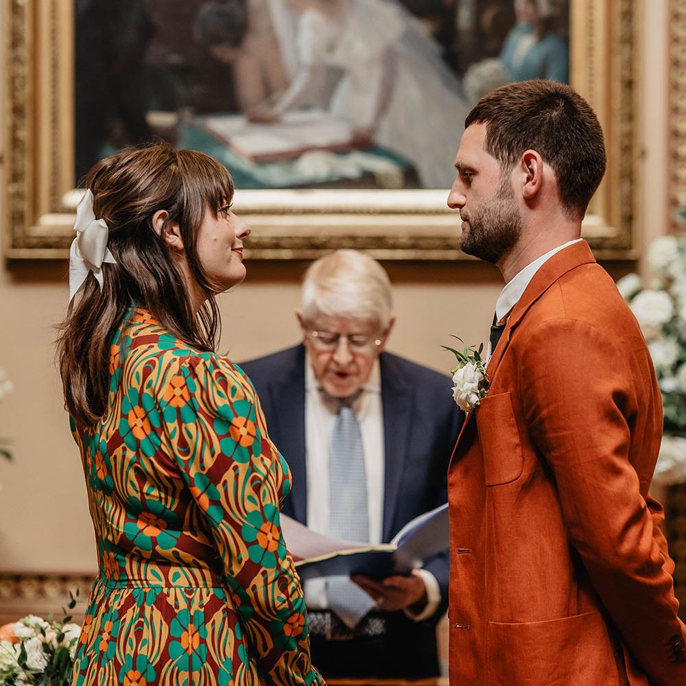 Bride & groom during civil ceremony at Bristol Register Office 