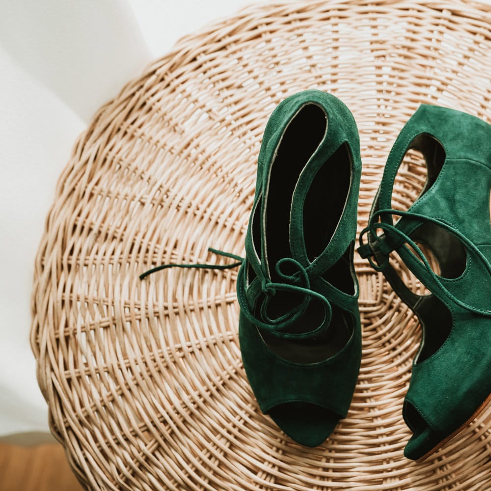 Dark green suede wedding shoes 