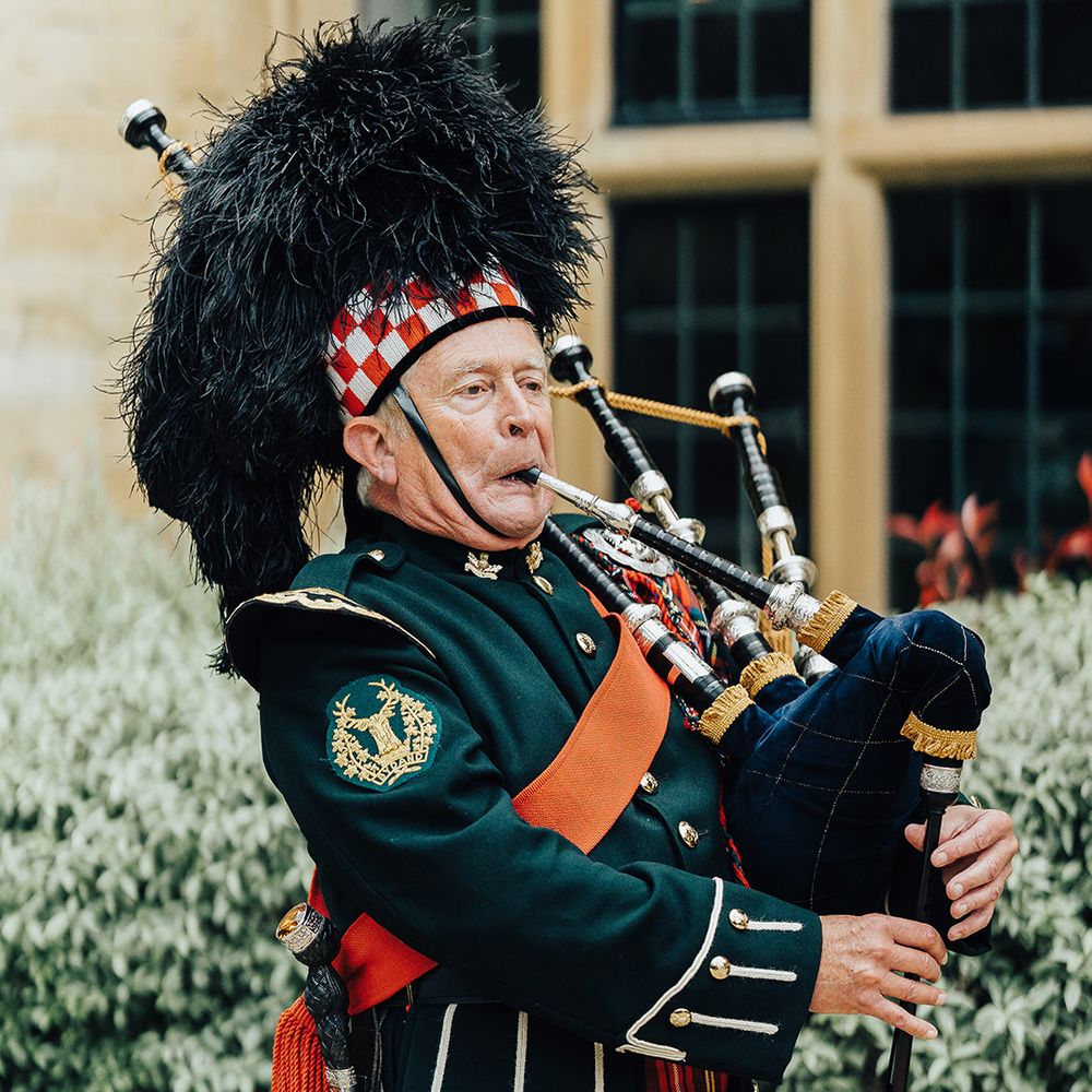 Bagpiper at luxury micro wedding at Foxhill Manor