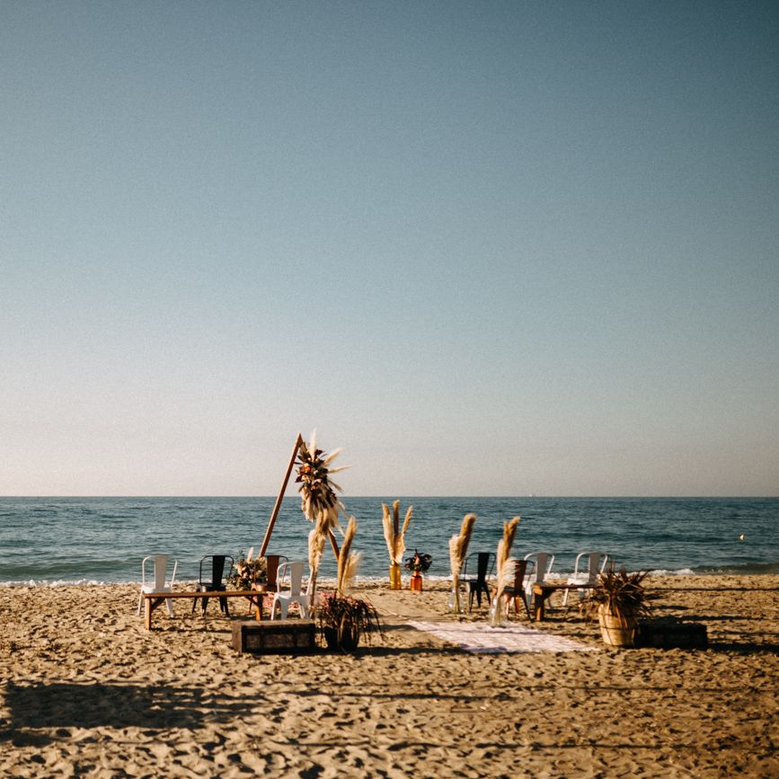 Ceremony set up for beach wedding in Crete