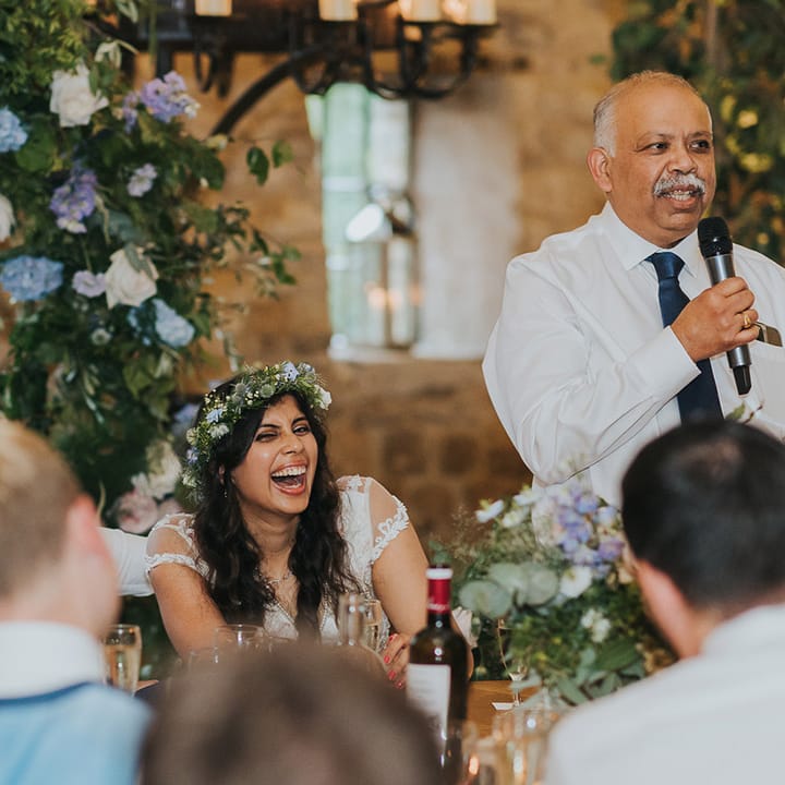 Father of the bride wedding speech at The Tithe Barn Bolton Abbey wedding venue