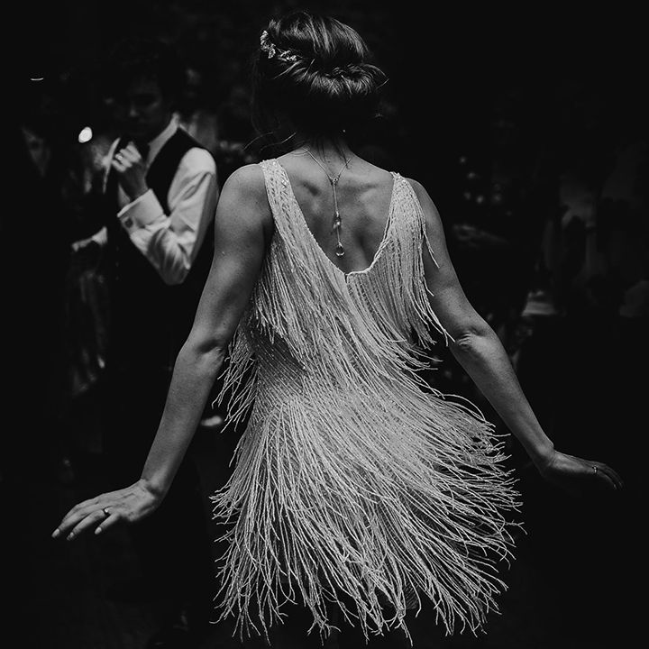 Short tassel dress for bride from Nadine Merabi