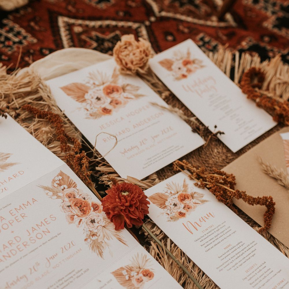 Stationery with orange colour scheme