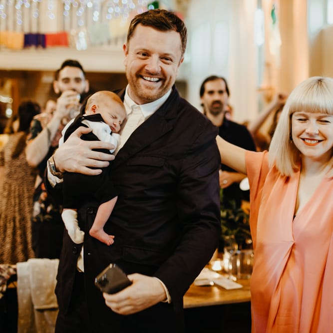 Wedding guests enjoying the reception 