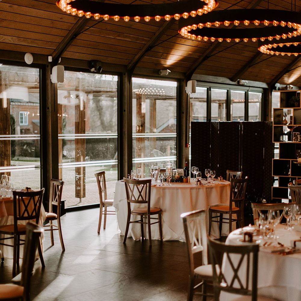 Syrencot wedding venue with warm low lighting for magical and cosy vibes perfect for winter weddings 