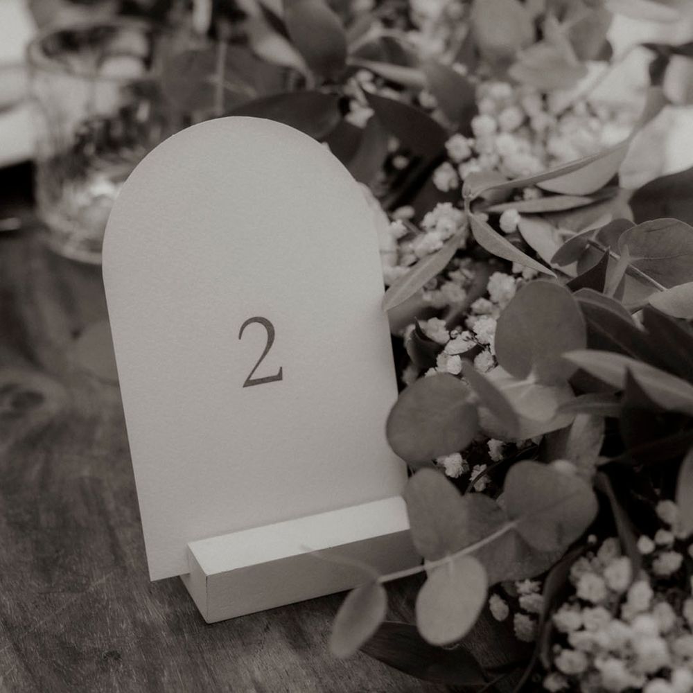 Arched wedding table number sign 