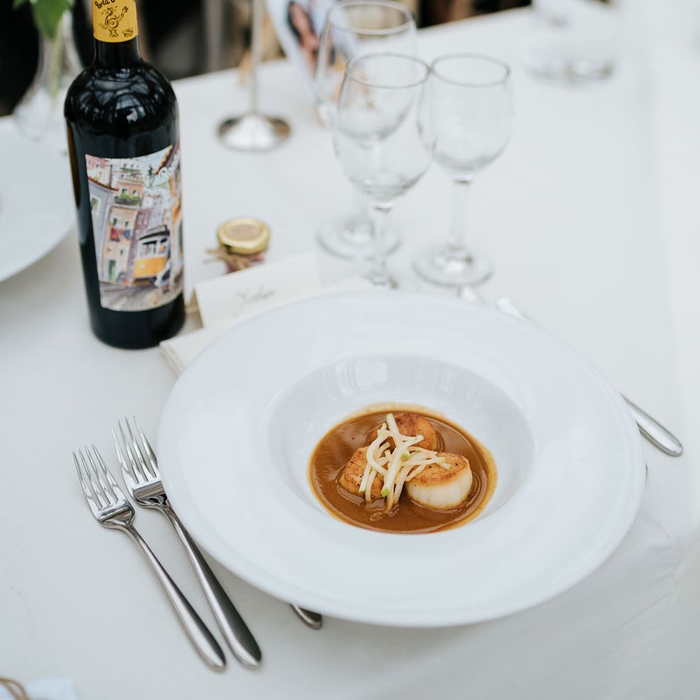 Scallop dish for wedding reception at Syon Park