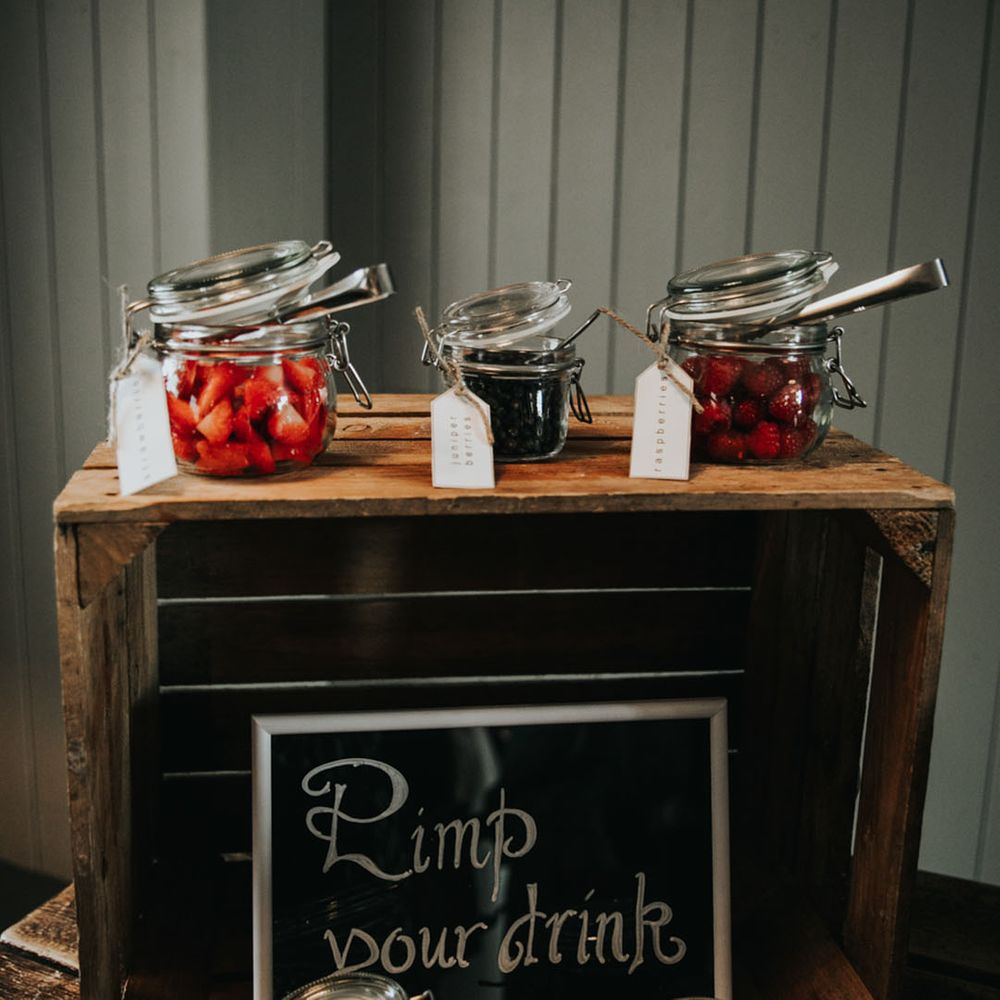 Pimp you drink station with bowls of fruit to garnish your drinks and add flavour 