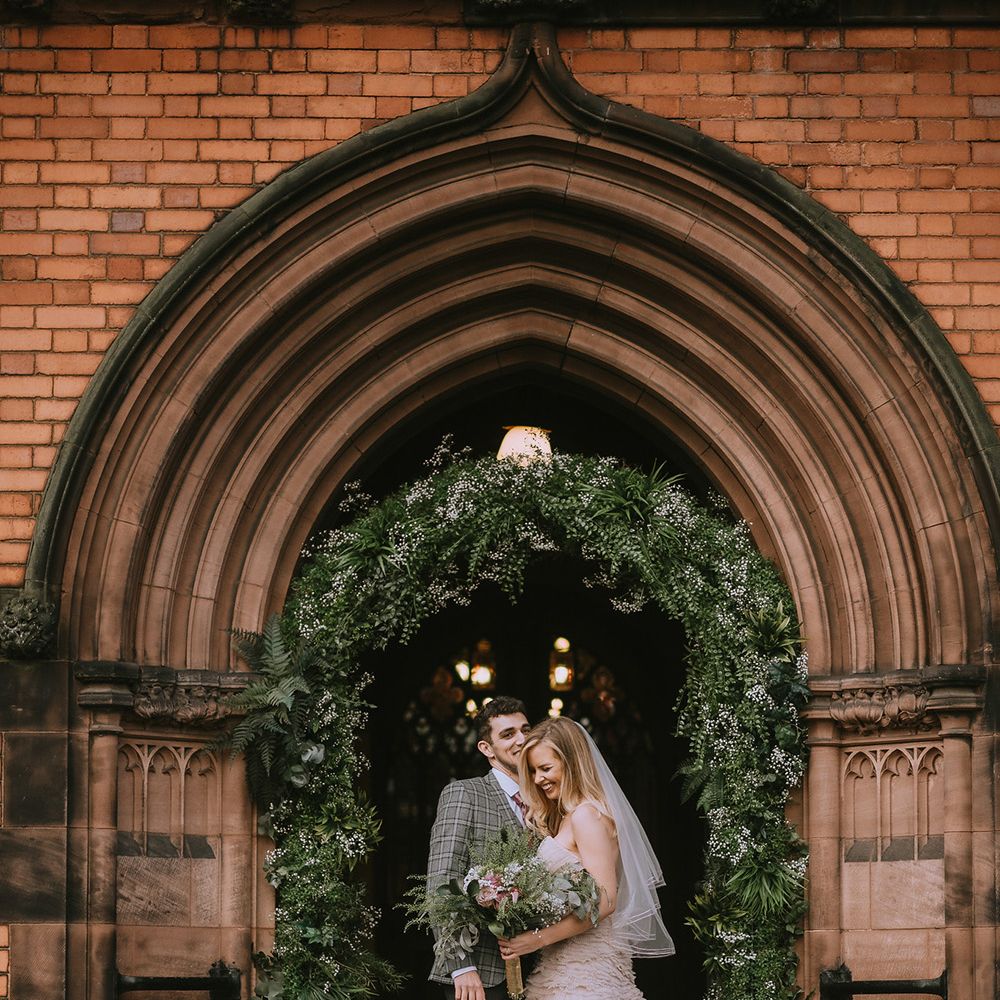 DIY wedding arch for bride and groom at Church