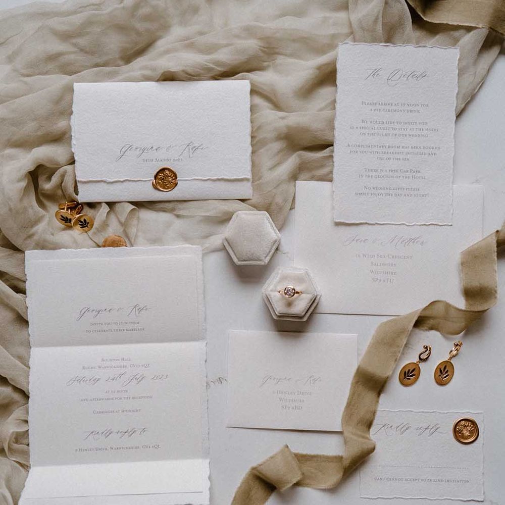 Classic wedding stationery suite with wax seals