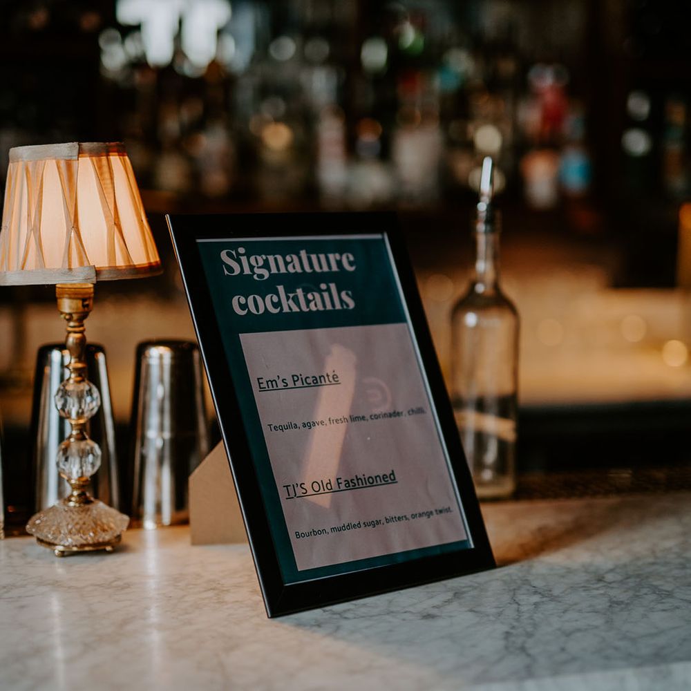 Retro styled cocktail menu complete with signature cocktails 