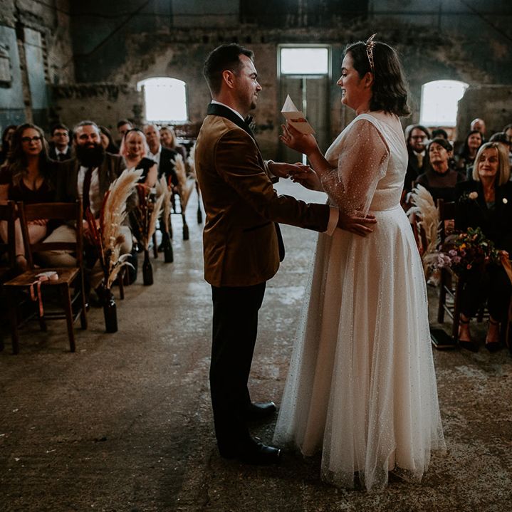 Bride reads vows to cream during ceremony at unique wedding venue The Asylum Chapel
