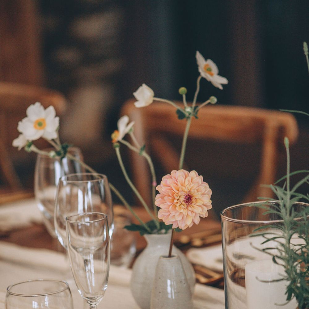 Blush flower stems for table decor