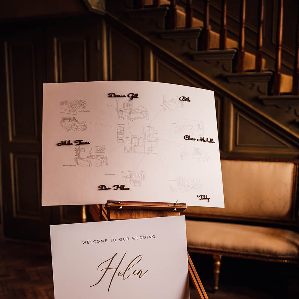 Black and white minimal wedding signage 