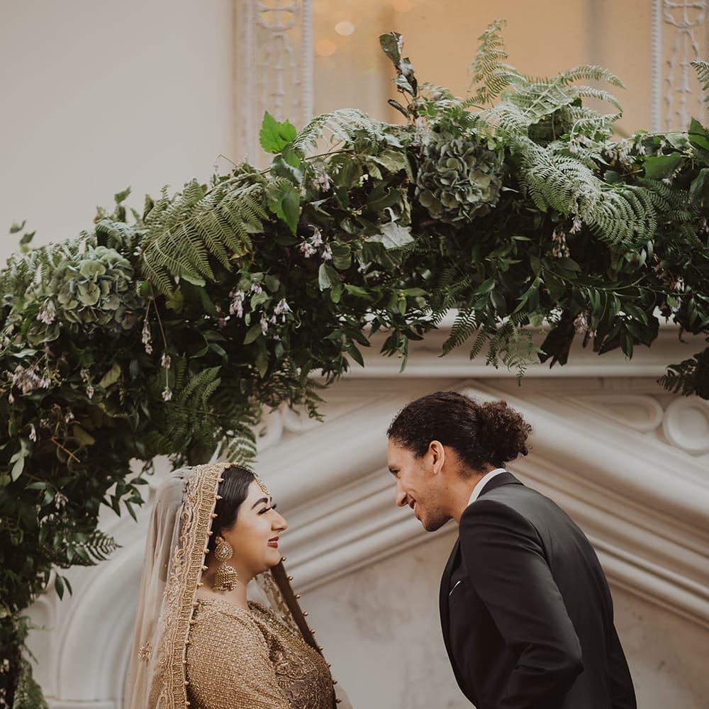 Bride and groom exchanging vow at Nikah ceremony 