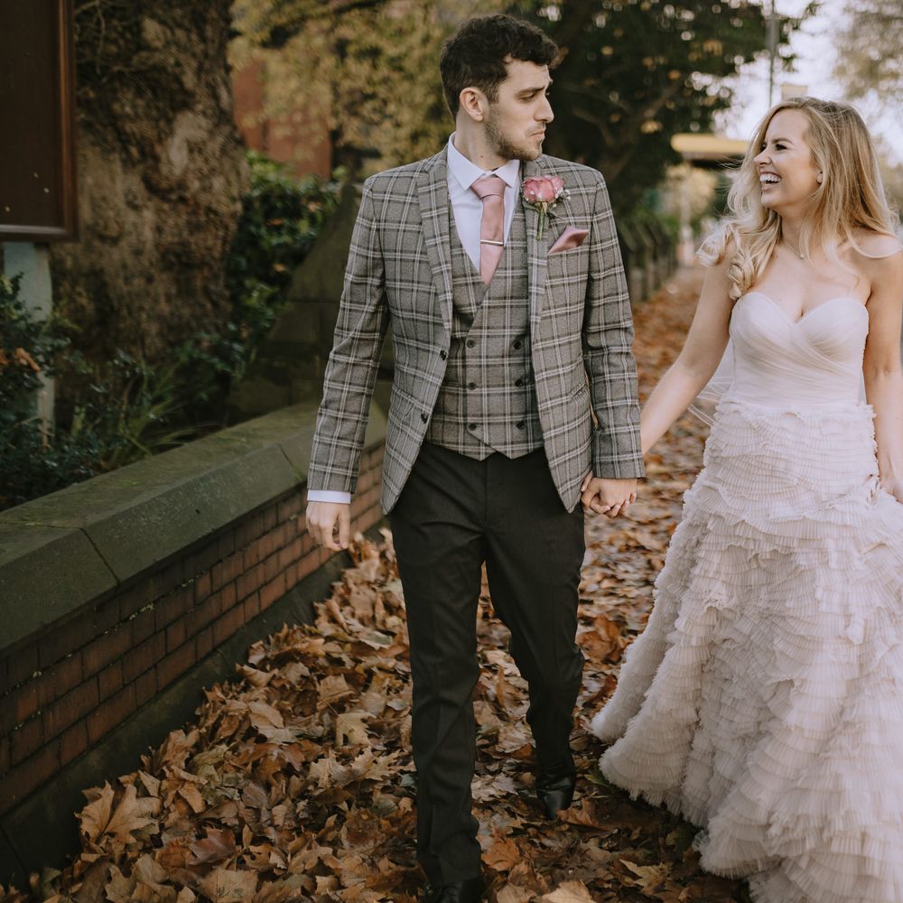 Strapless Watters blush wedding dress