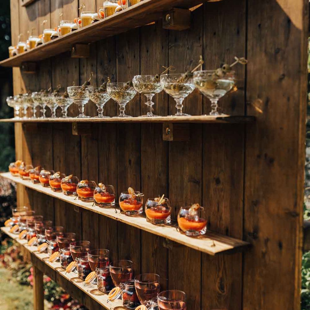 Picnic wedding drinks dessert wall at wedding - how to say no kids at wedding 