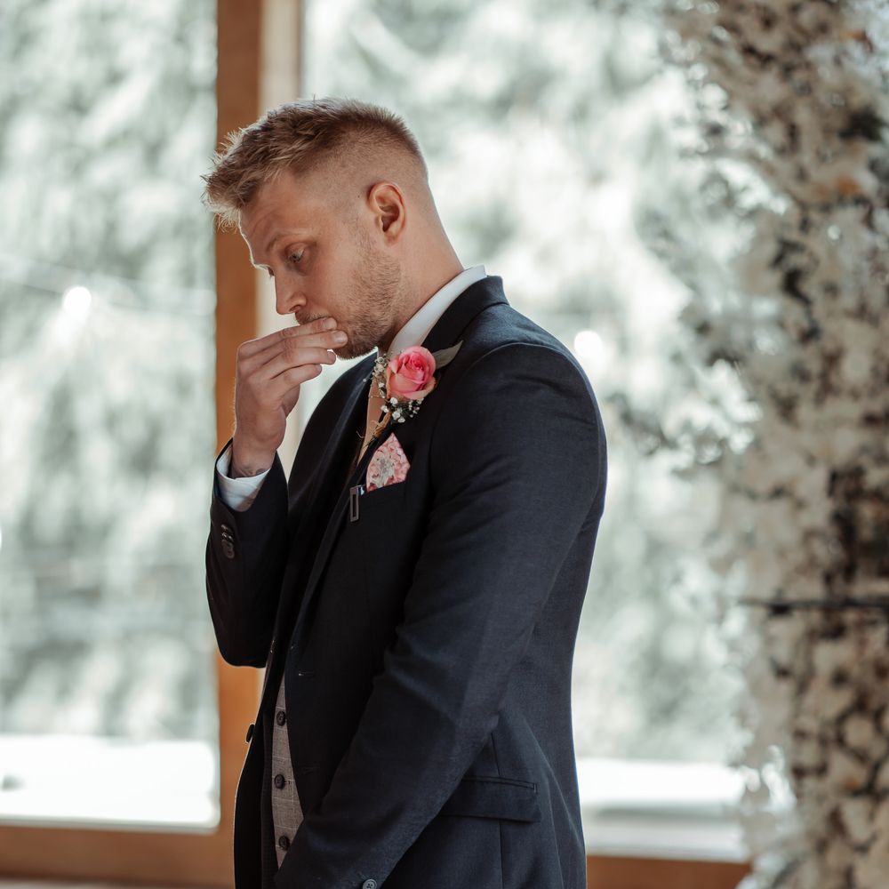 Groom waiting for bride on his wedding day