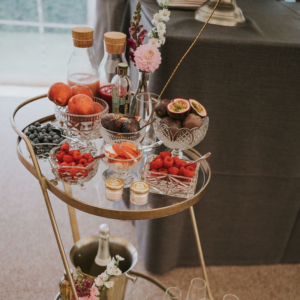 Pimp your Prosecco station with fruit garnishes and purées 