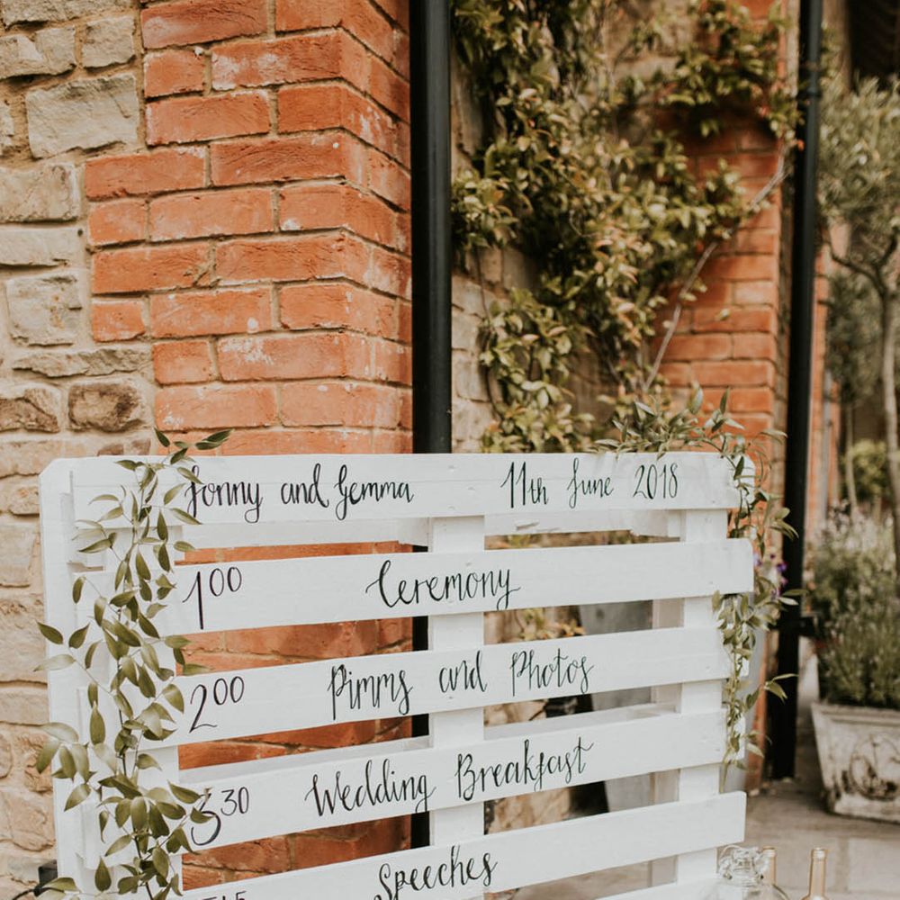 White wooden pallet order of the day sign 