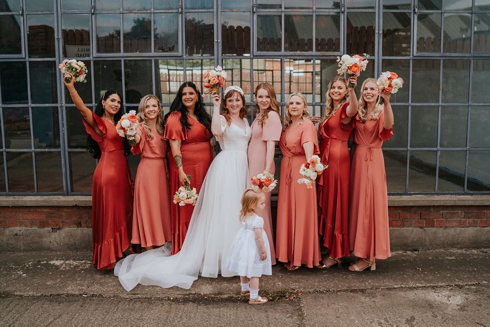 Coral Peach Bridesmaid Dresses & Flowers At The Wool Tower, Ballymena Coral Peach Bridesmaid Dresses & Flowers At The Wool Tower, Ballymena