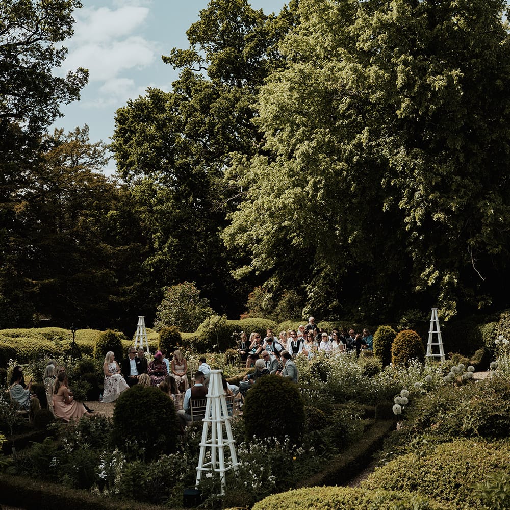 Kelmarsh Hall and Gardens wedding venue with outdoor ceremony 
