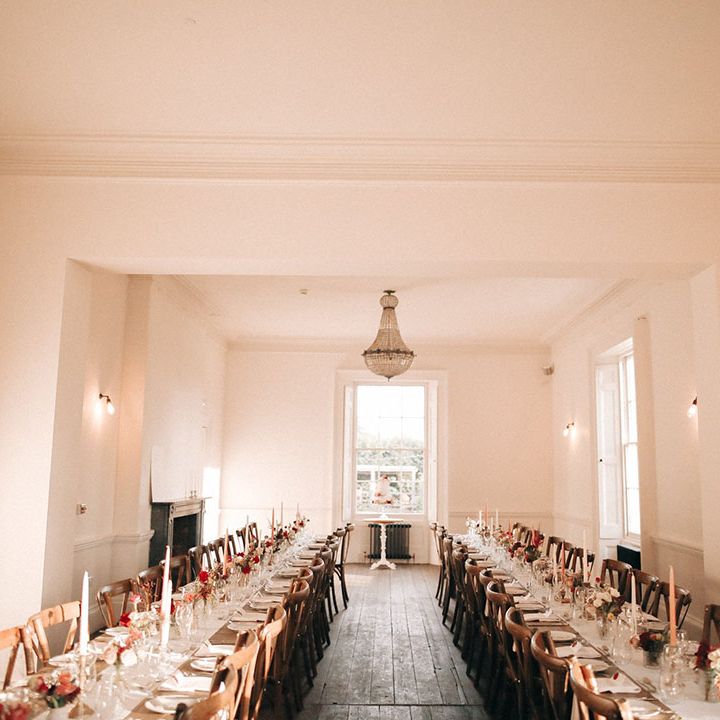 Wedding breakfast setting at Aswarby Rectory wedding venue in Lincolnshire 