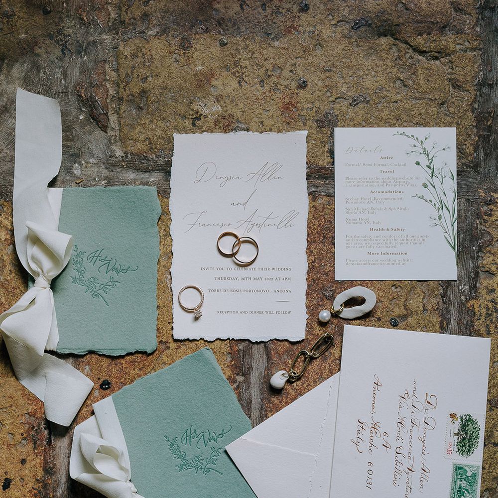 Blue and white wedding stationery design with invitations, RSVPs and save the dates 