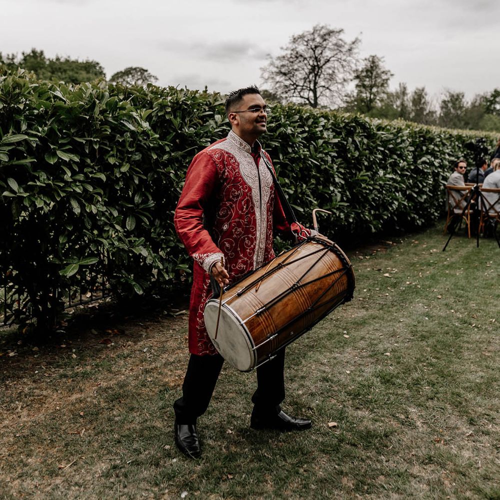 Dohl drummers at multicultural back garden wedding 