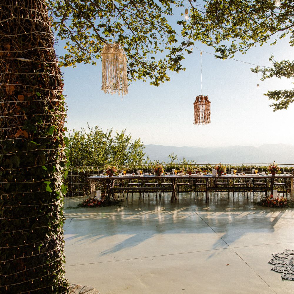 Minimal and boho styling for this destination wedding in Greece on a mountaintop