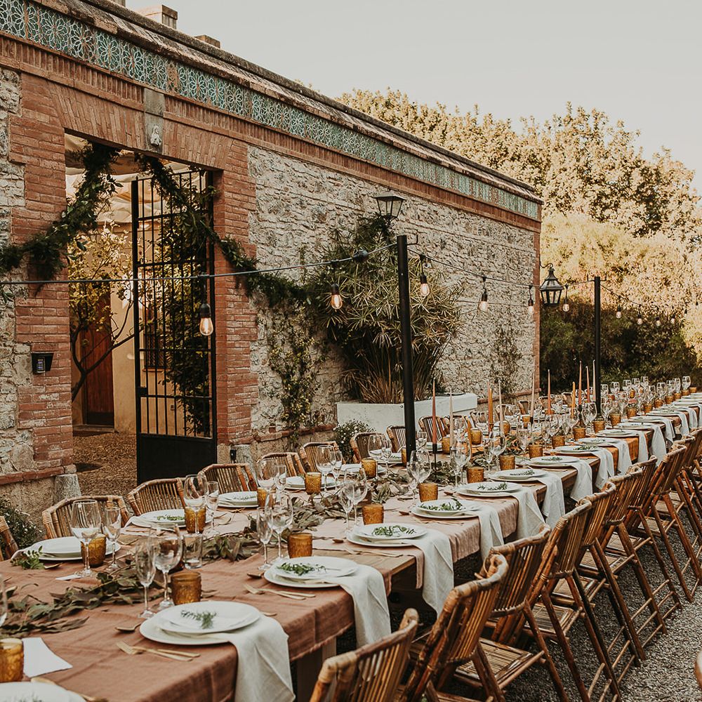 Outdoor wedding reception tablescape planned by Open The Door Events 