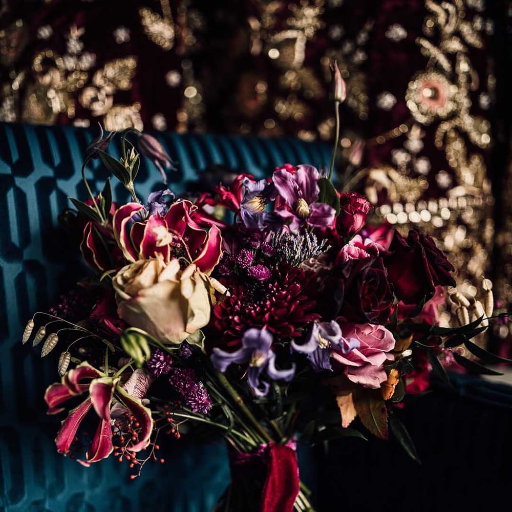 Stunning dark pink & red bouquet of flowers 