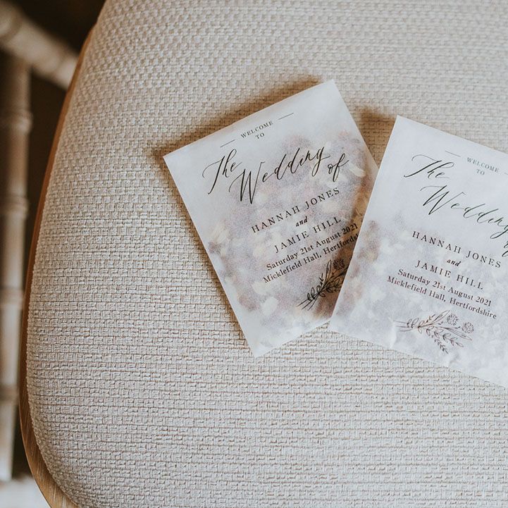 Welcome cards for the guests wedding stationery