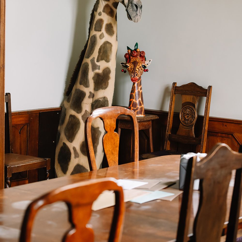 Giraffe decor at the chateau wedding venue 