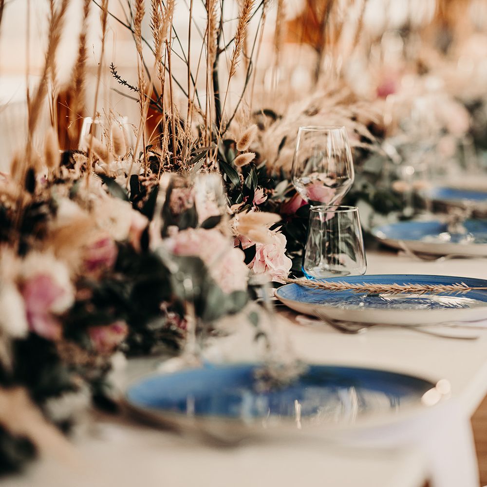 Pink wedding flowers for table decor