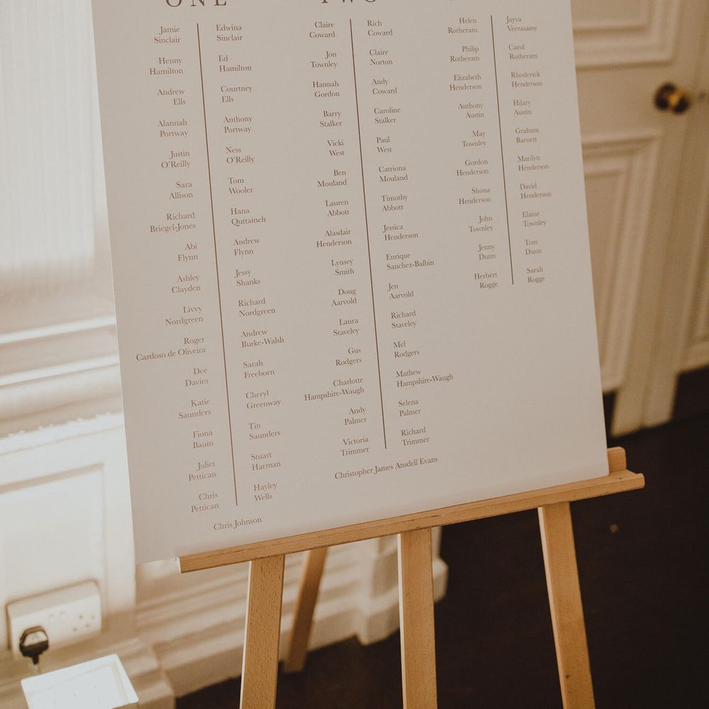 White and gold seating plan
