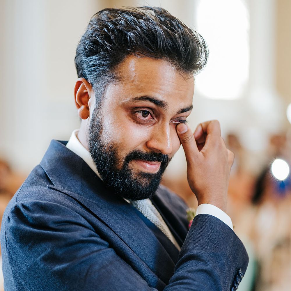 Groom becomes emotional during wedding ceremony at Syon Park