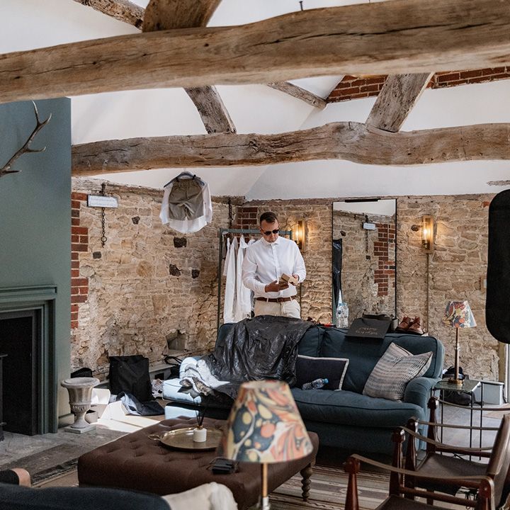Rustic Gate Street Barn wedding venue on the morning of Chloe Bruce wedding 