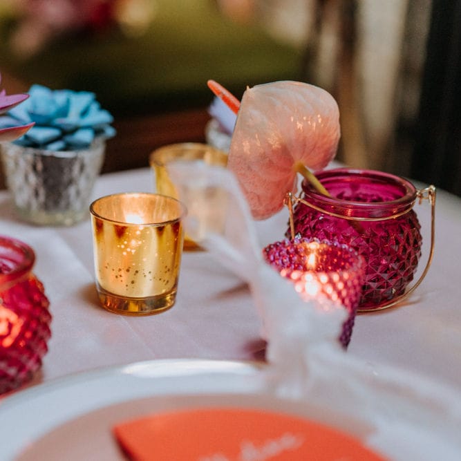 Pink candle holders 