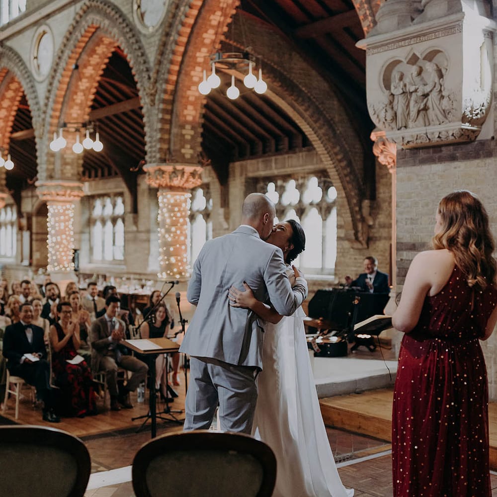  Bride & groom kiss on their wedding day during ceremony | Irene Yap Photography