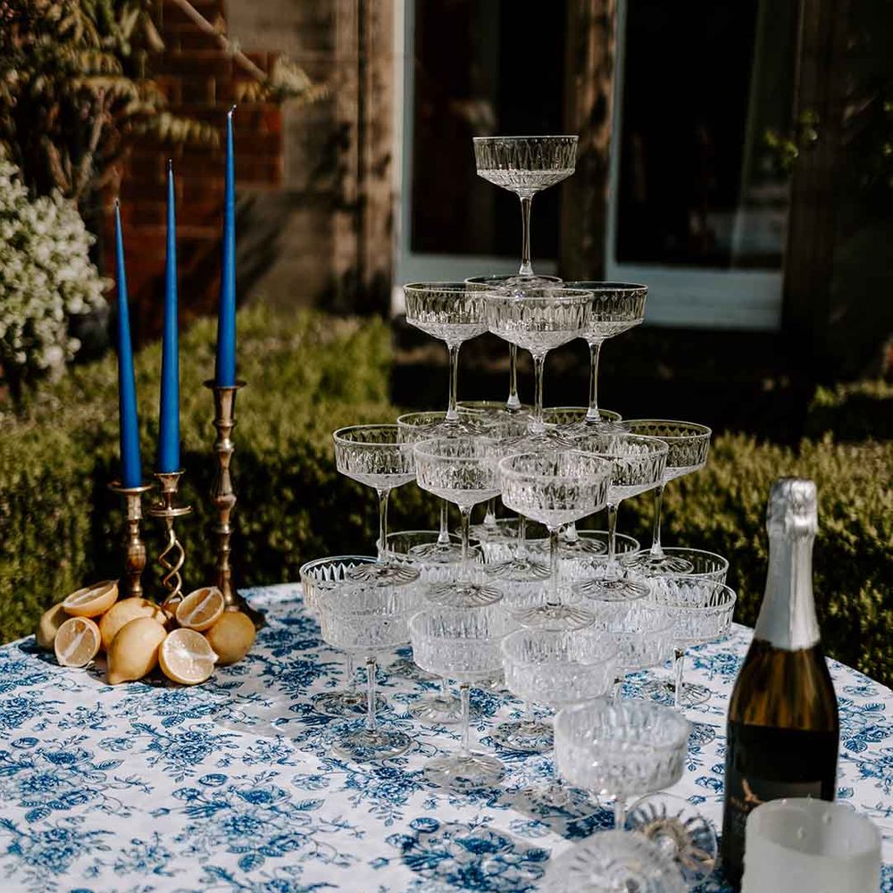 couple glasses for champagne tower 