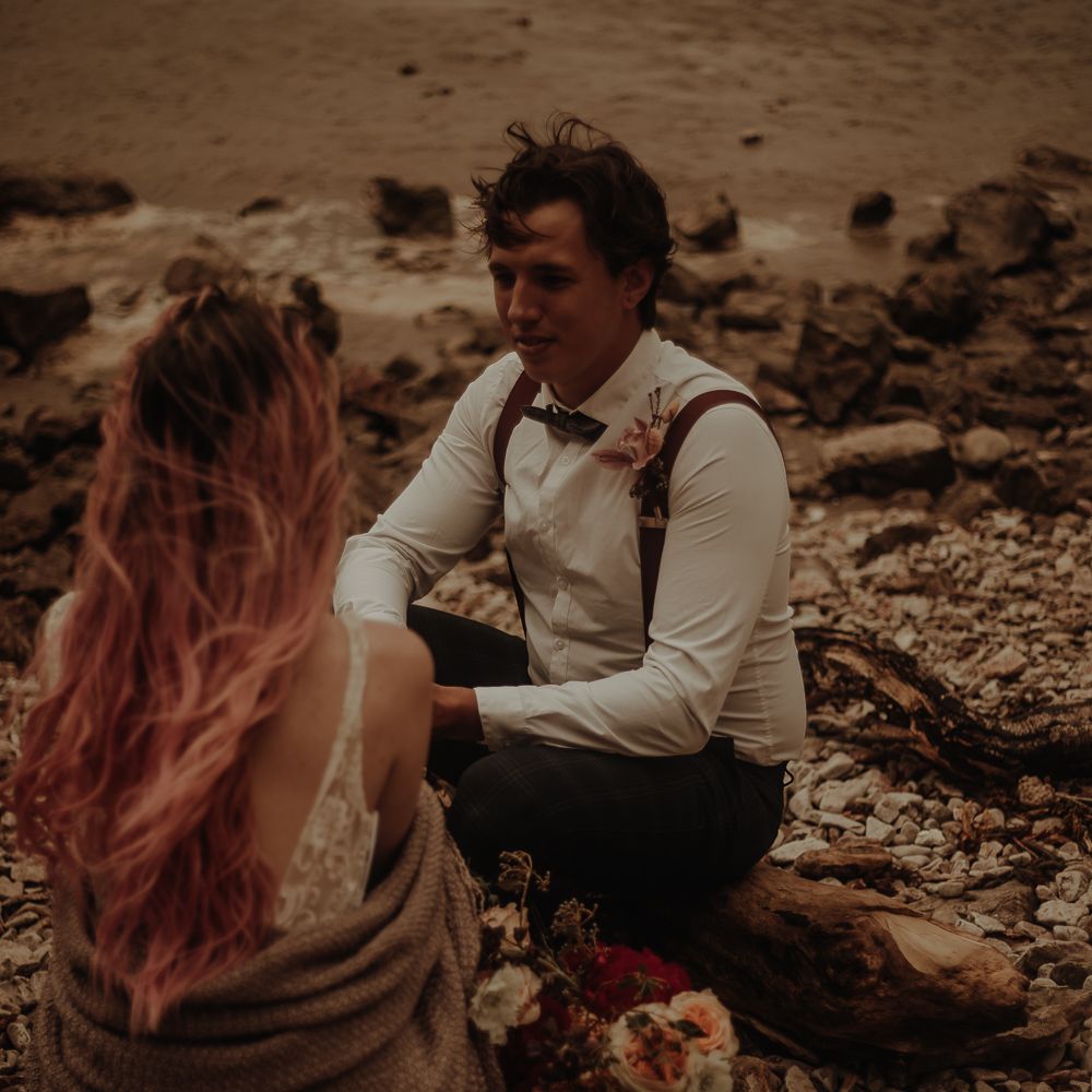 Groom saying his vows a Lake district elopement wedding