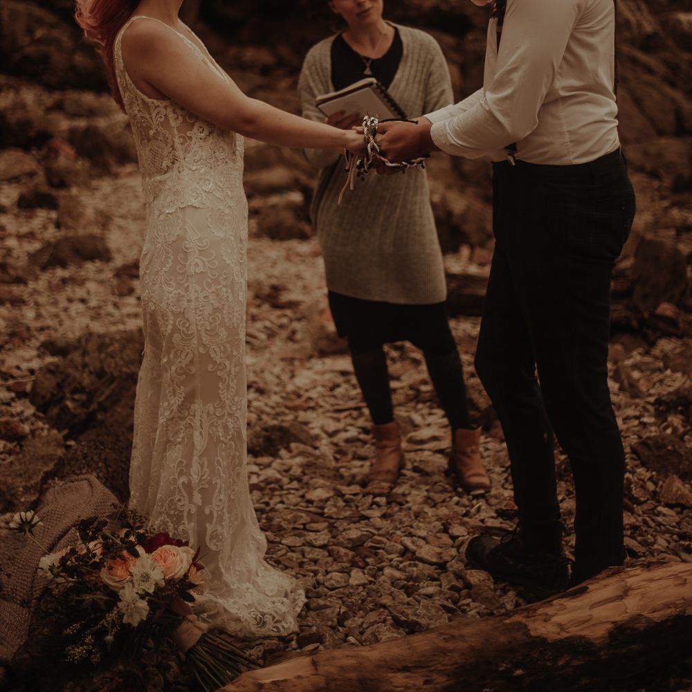 Bride and groom exchanging vows at intimate elopement