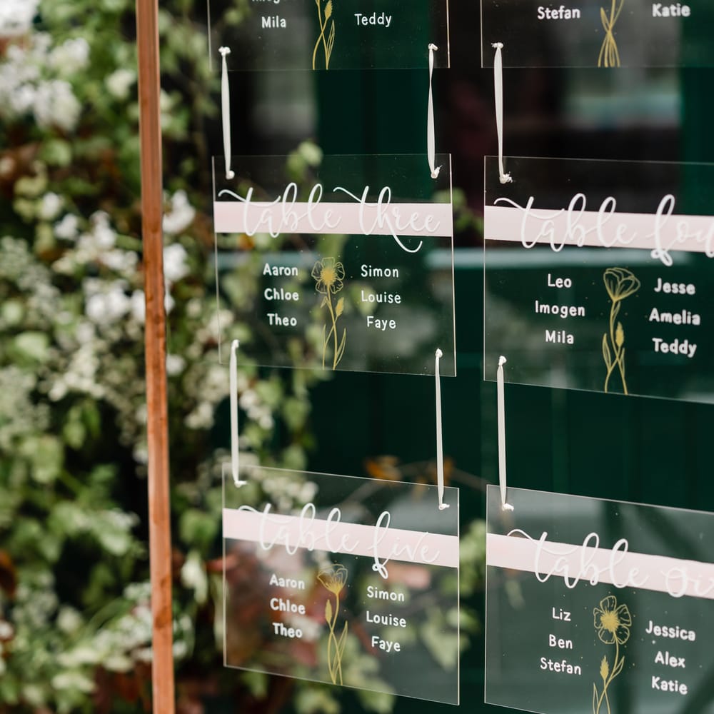 Acrylic table plan on a copper frame 