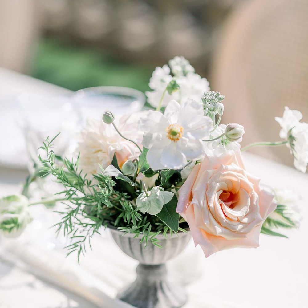 Pastel florals complete with green foliage