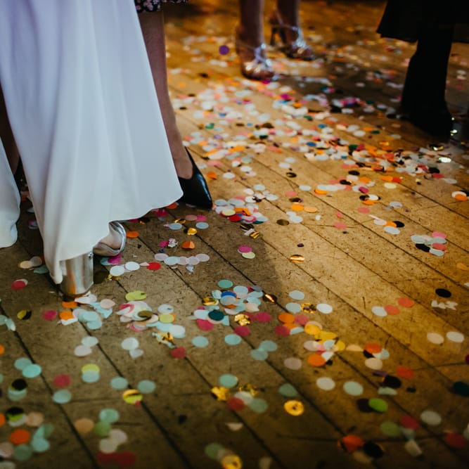 colourful confetti on the floor 