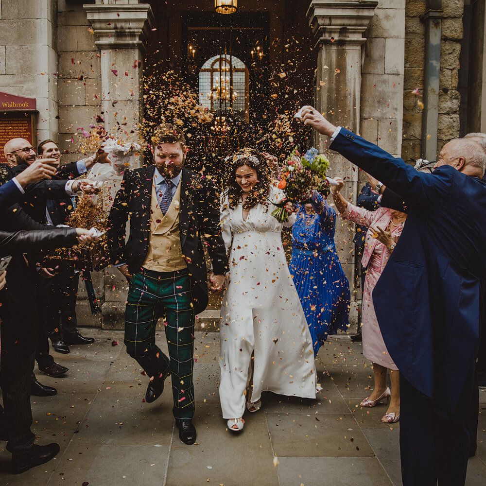 Confetti moment at London city wedding