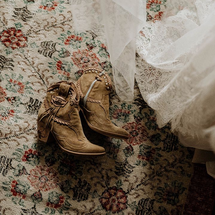 Western cowboy boots for boho bride 
