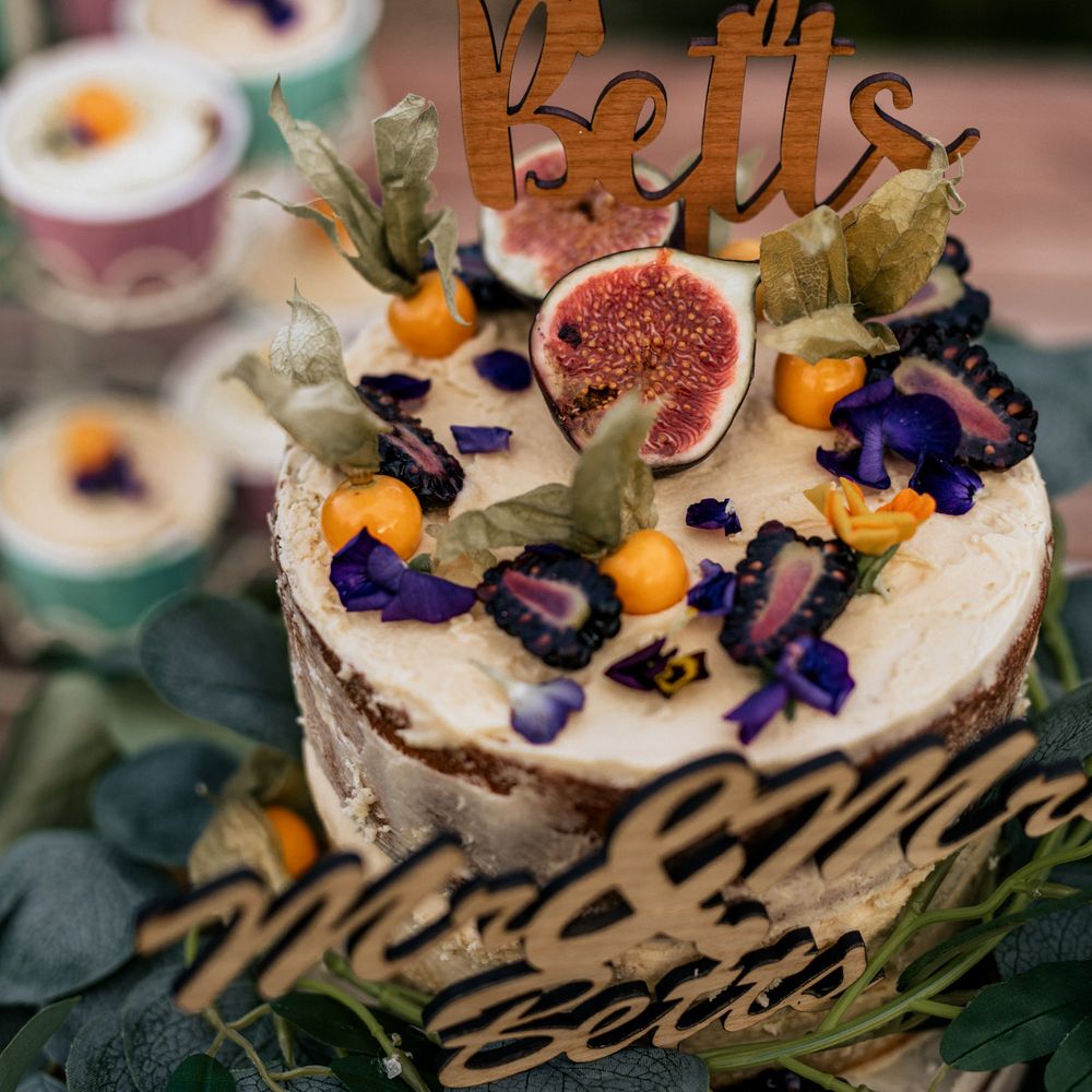 Wedding cake with fruit decoration 